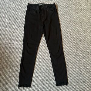 Just Black Denim, Raw Hem Slim Leg Jeans, Black, Size 26